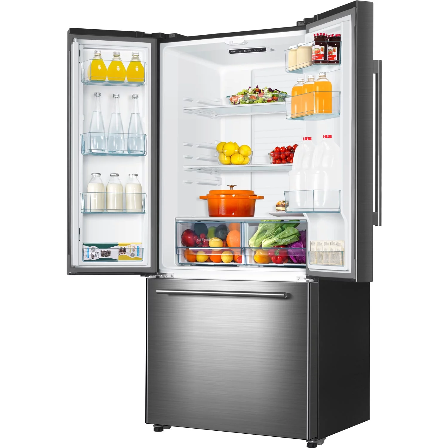 Galanz 18-Cu. Ft Counter Depth 3-Door French Door Refrigerator, Stainless