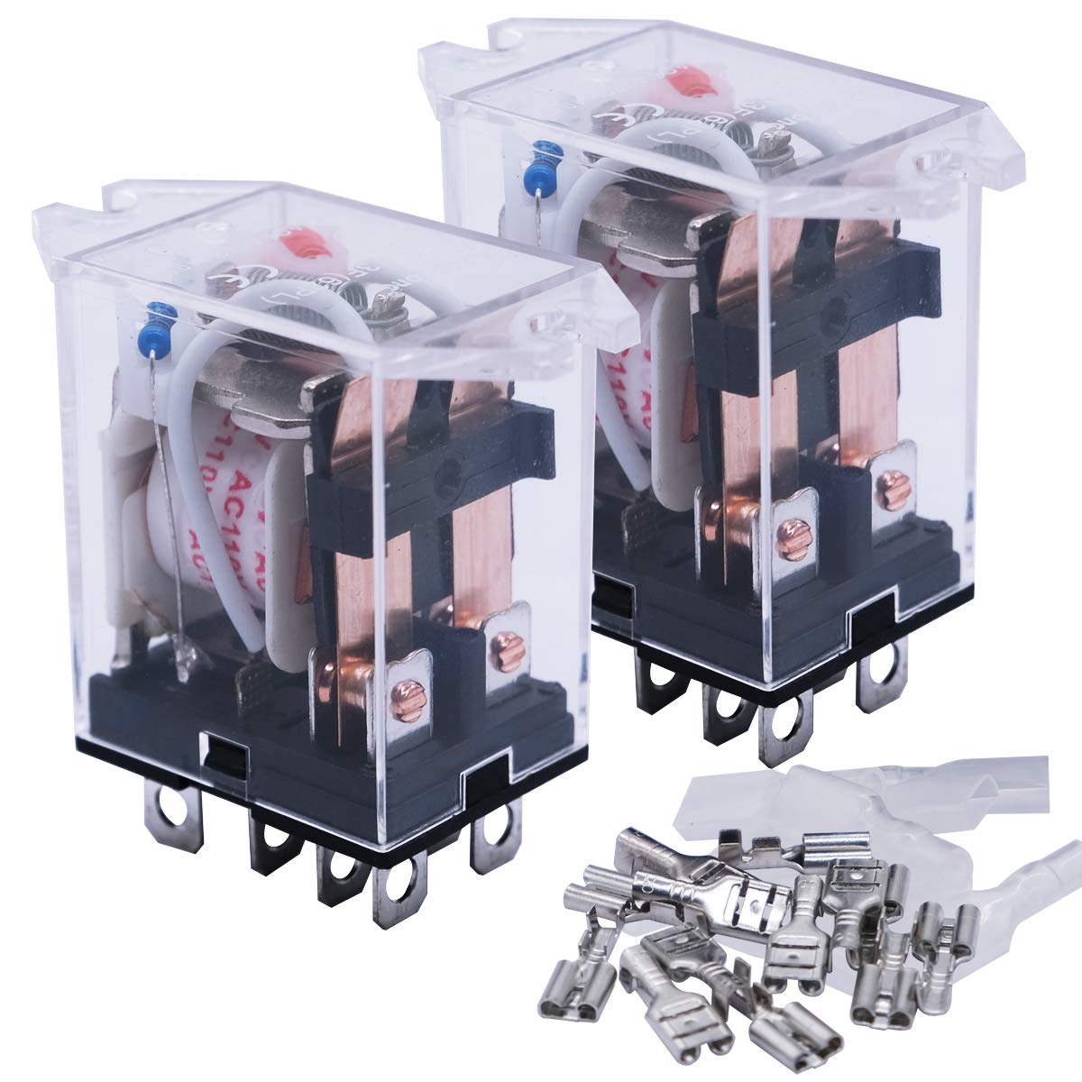 mxuteuk 2pcs DC 24V Coil Relay 8 Pin 10A DPDT LED Indicator Electromagnetic Power Relay General Purpose JQX-13F-DZ-DC24V Pack of 2