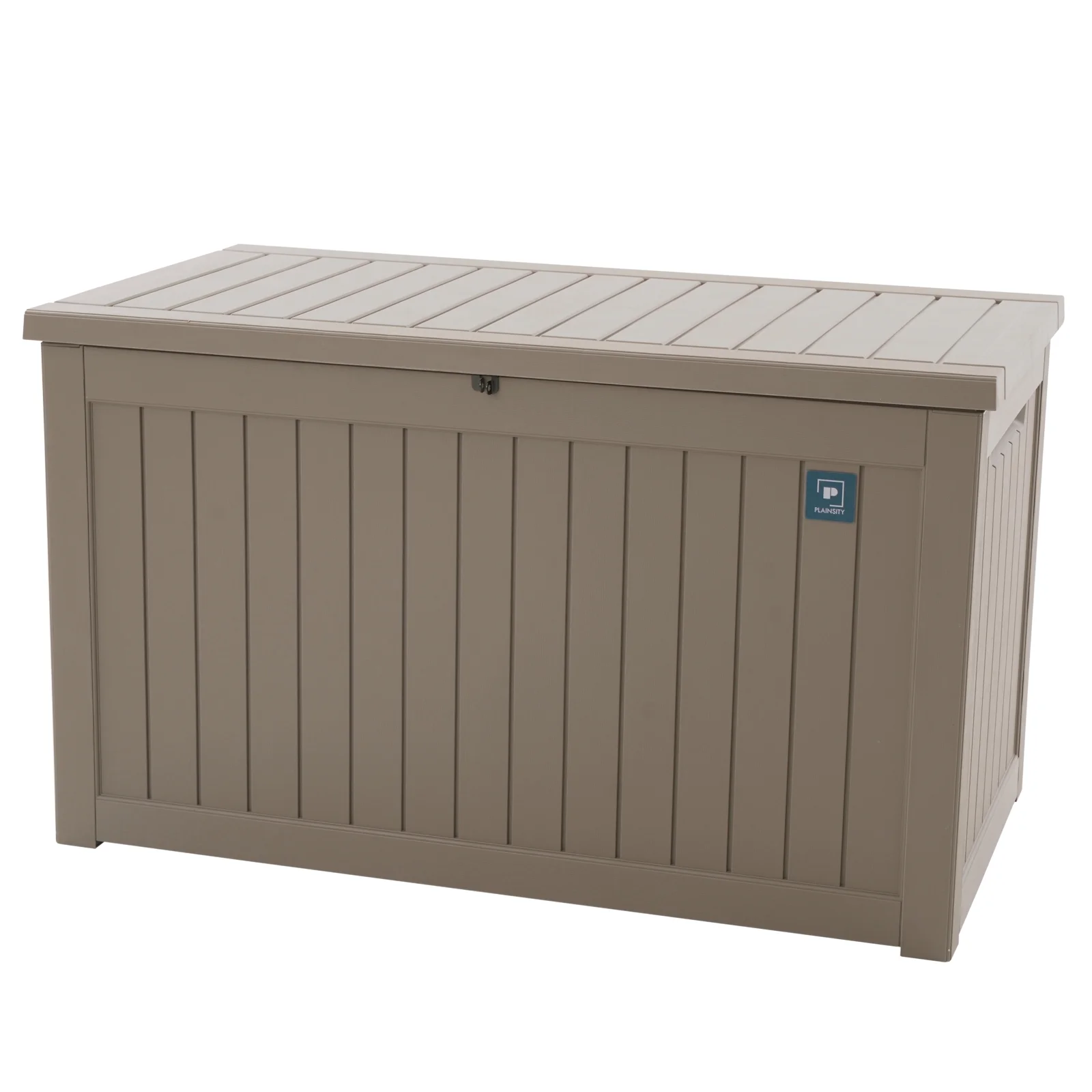 Plainsity 230 Gallon Large Deck Box, Resin Outdoor Storage Box Waterproof Lockable Container for Backyard Cushion, Patio Furniture, Toys, Pool Accessories, Garden Tools and Equipment Light Brown - Curated Treasures Market