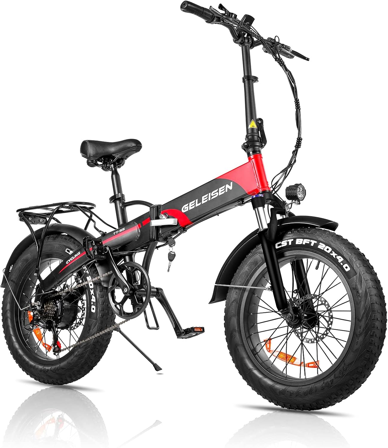 GELEISEN Adult Electric Bicycles TT-S5, 20" 4.0 500W Fat Tire Electric Bike with 48V 14Ah Removable Battery, Foldable Ebikes for Adults with Shimano 7-Speed & Suspension Fork