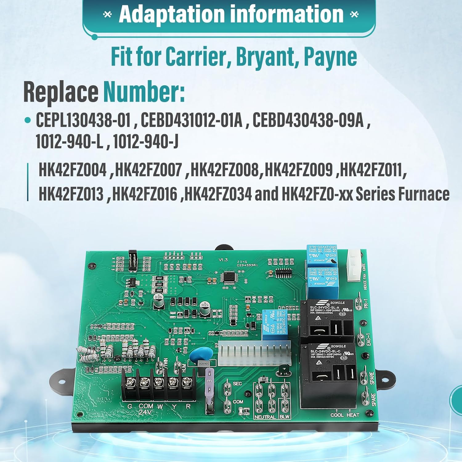 Furnace Control Circuit Board Fit for Trane, white rodgers and American Standard Furnaces #OE 50A65-5165，50A65-474，50A65-475，50A65-476，D341213P01，D341396P01，CNT05164，CNT05165