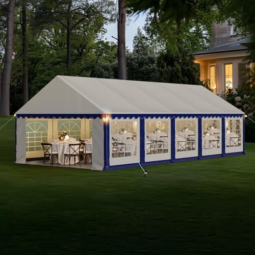 GREEN PARTY 20x40FT Party Tent Heavy Duty, Large Wedding Event Shelters with 7 Carry Bags & Removable Sidewalls, Outdoor Canopy Gazebo Commercial Tents for Parties Carport Camping Garden Patio