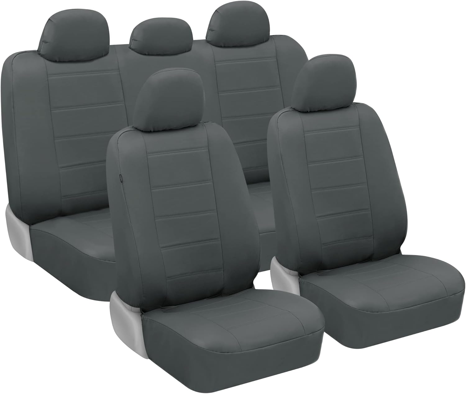carXS UltraLuxe Beige Leather Seat Covers Full Set – Faux Leather Front Seat Covers and Back Seat Cover for Cars, Fits Most Auto Truck Van and SUV Pack of 2
