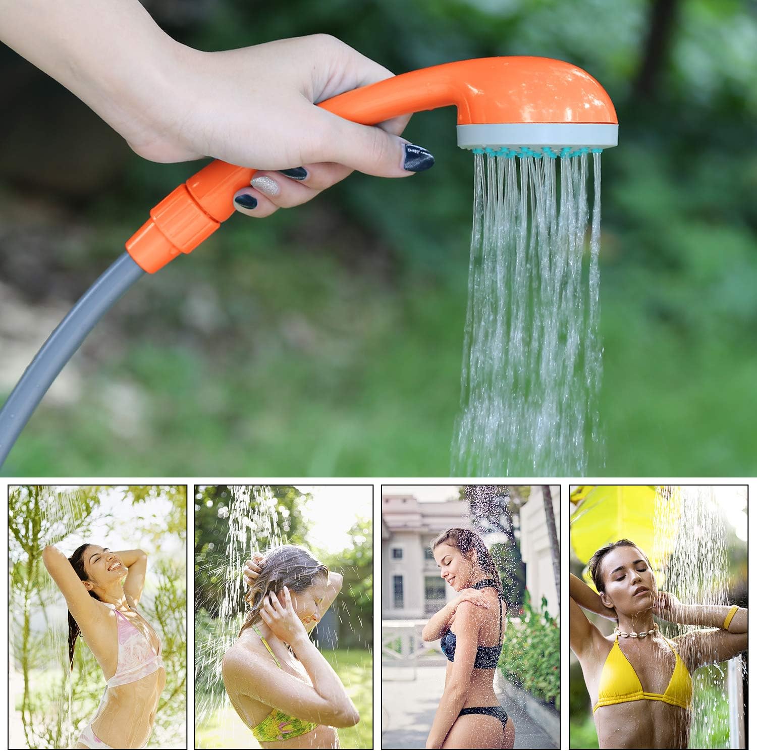 WADEO Portable Shower Camping Shower Outdoor Camp Shower Pump, Electric Rechargeable Portable Camping Shower, Powered by Rechargeable Battery for Camping, Hiking, Traveling