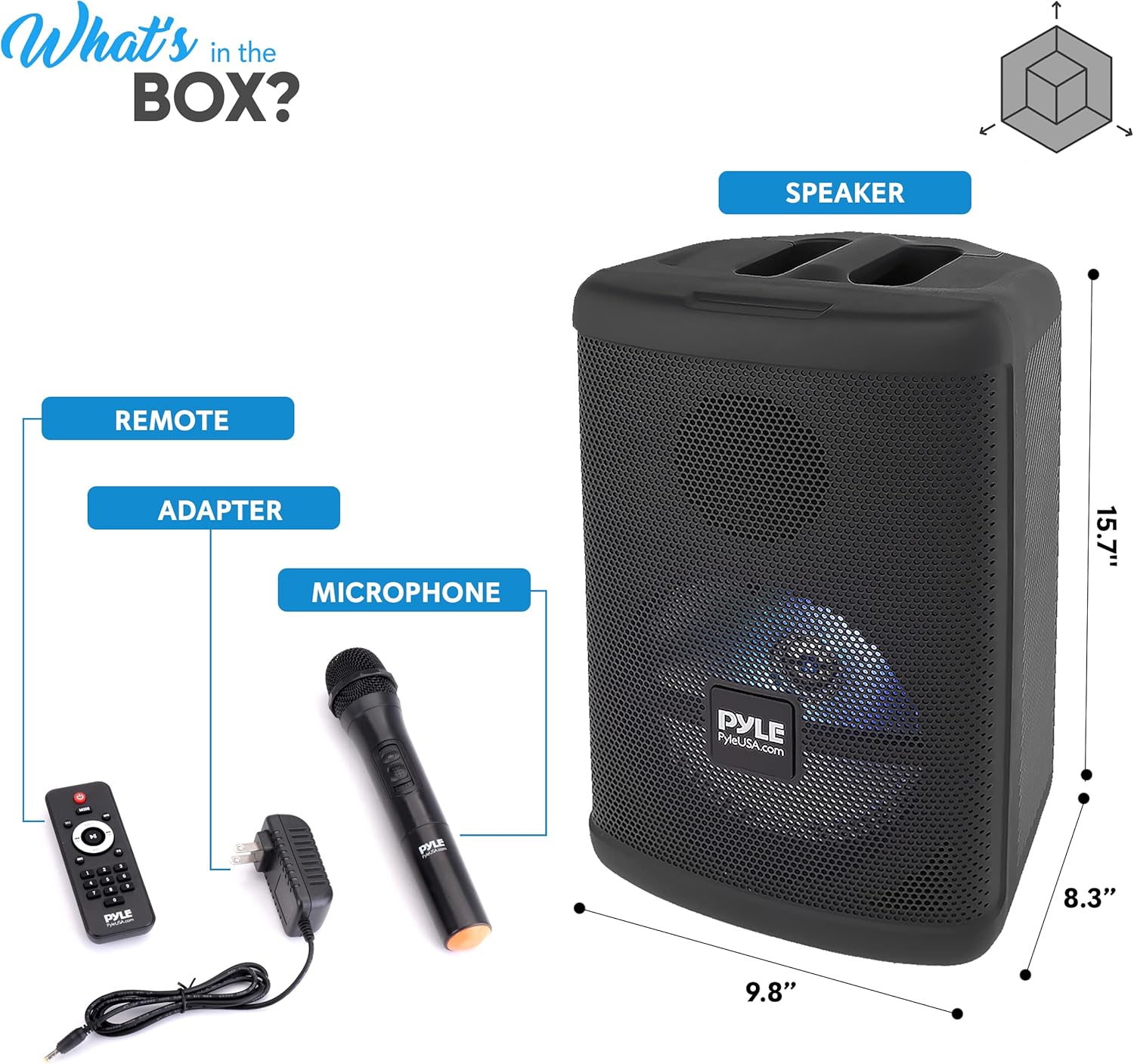 Pyle Portable Bluetooth PA Speaker - 500W 15” Rechargeable Outdoor BT Karaoke Audio System - TWS, Party Lights, LED Display, FM/AUX/MP3/USB/SD, 6.5mm in, Carry Handle - Wireless Mic, Remote Control