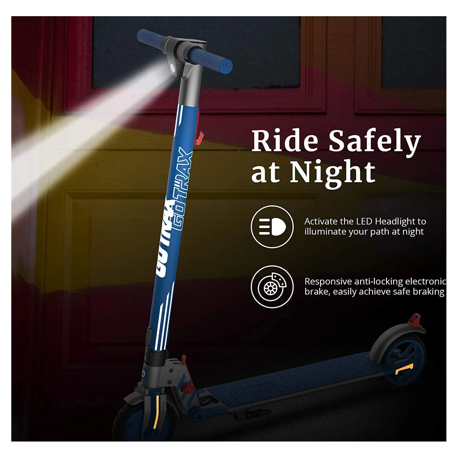 GOTRAX Vibe Electric Scooter for Kids Teens 8-15, 200W 6.5" Tires 7 Miles Foldable Commuting E-Scooter, Blue