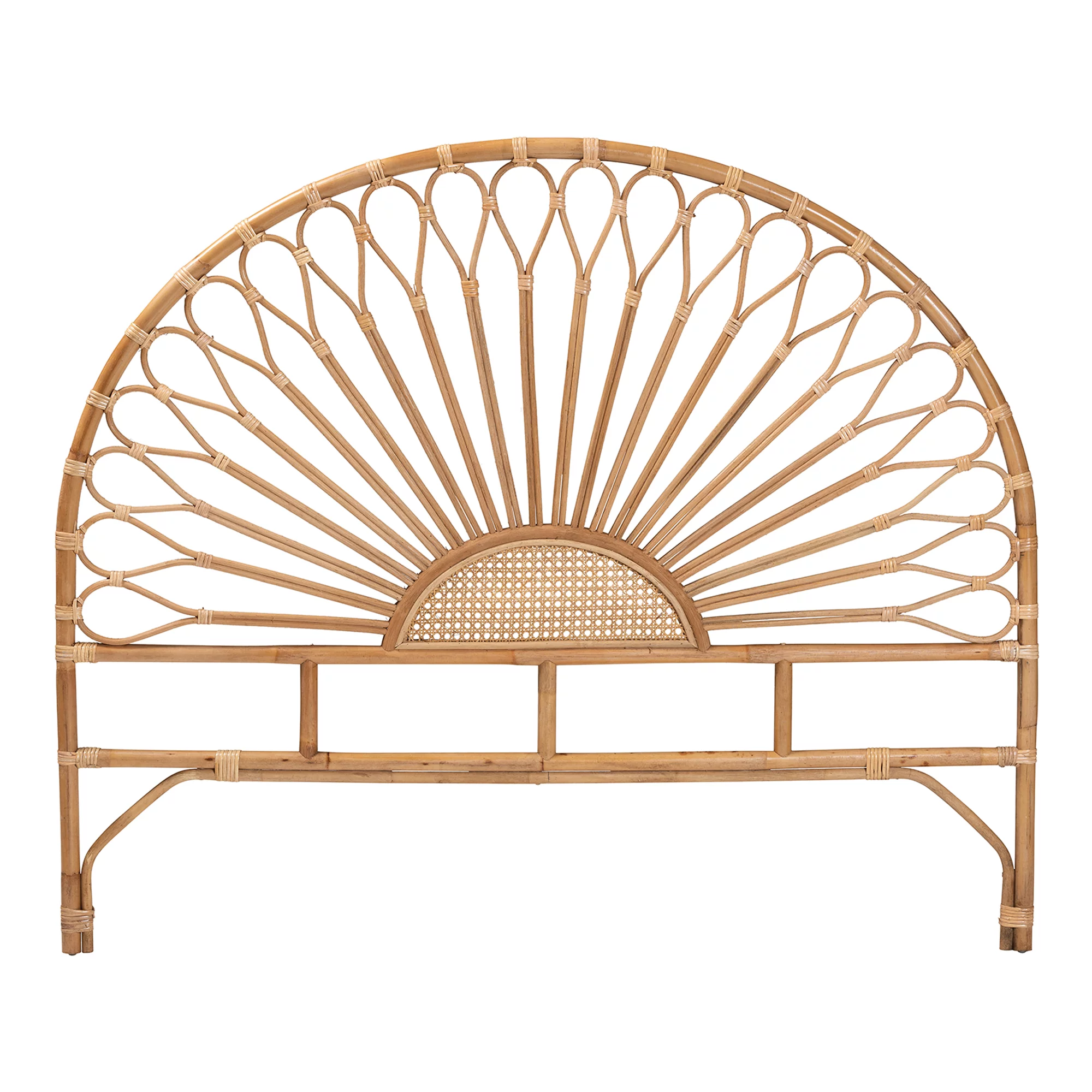 bali & pari Perenna Rattan BOHO Headboard, King Size, Natural Brown