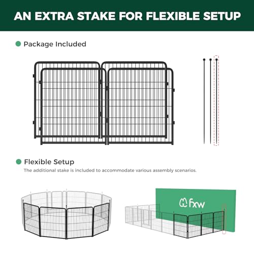 FXW Instant Dog Playpen, Portable Pet Fence for Outdoor, RV Trips, and Camping, 40inch, 16 Panels for Medium and Large Dogs│Patented