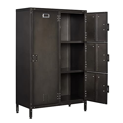 Metal Storage Cabinet, Storage Locker Employees Locker with 4 Doors, 55" Height Steel Cabinet with Lockable Doors, Storage Cabinet with Adjustable Feet for Home Office Gym.