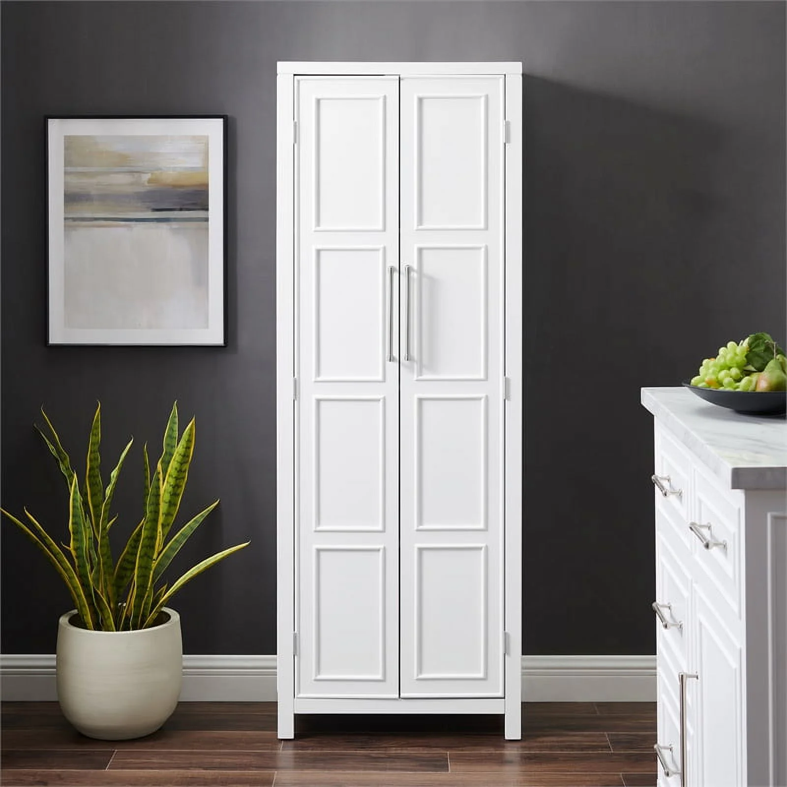 Crosley Furniture Cutler Modern Wood Storage Pantry in White