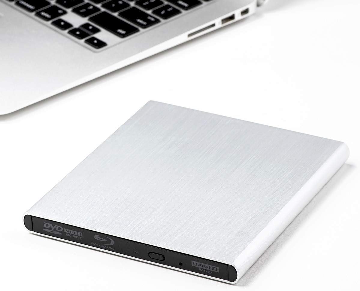 Premium Aluminum External USB 3.0 UHD 4K Blu-Ray Writer Super Drive for PC and Mac