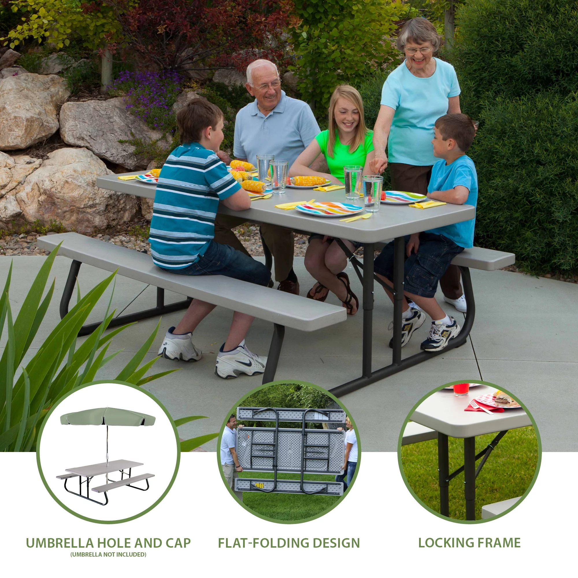 Lifetime 6 Foot Folding Picnic Table, Putty, 22119