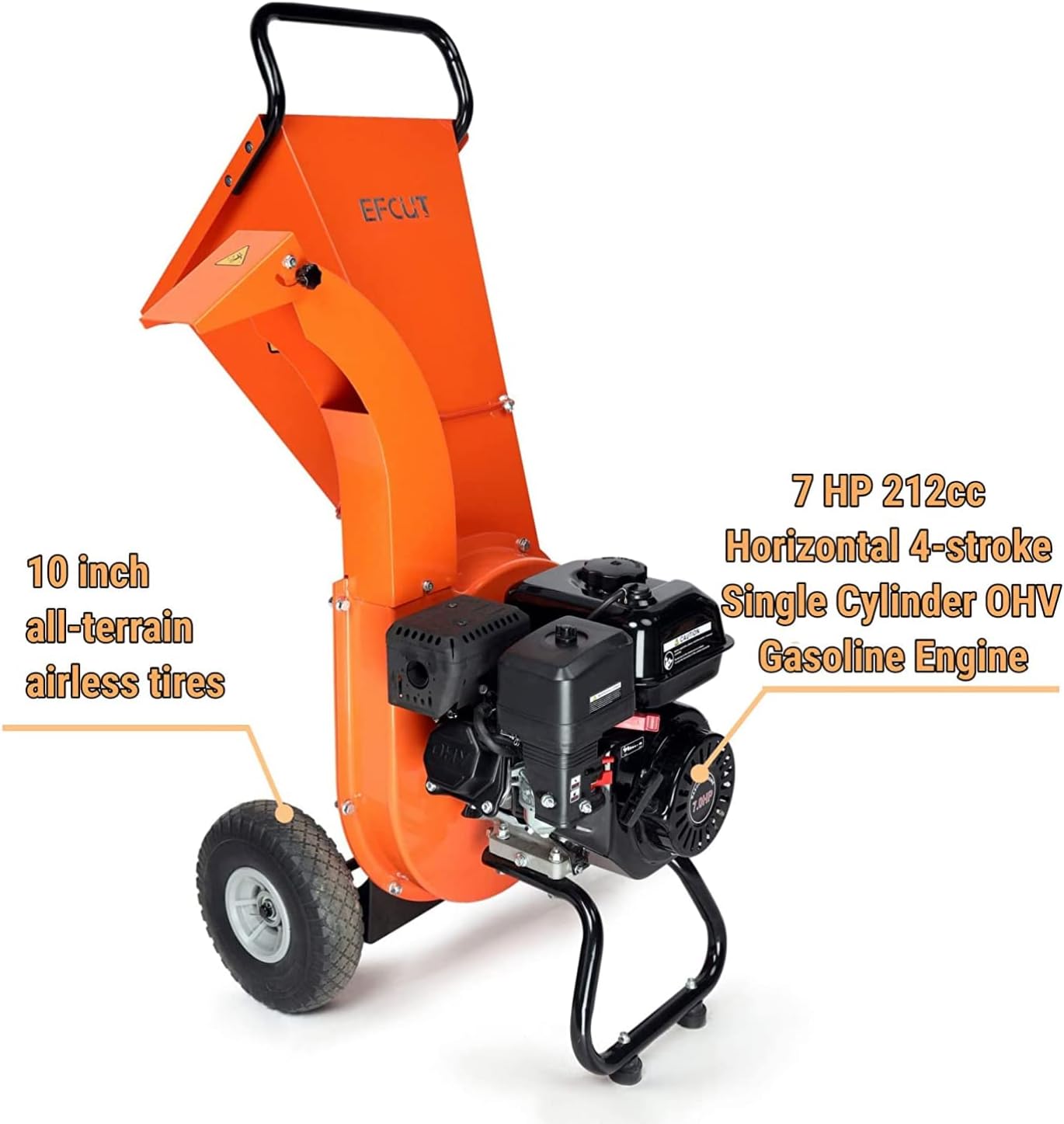 EFCUT C30 Wood Chipper Shredder Mulcher 7 HP 212cc Heavy Duty Engine Gas Powered 3 inch Max Wood Diameter Capacity 20:1 Reduction Ratio 1-Year Warranty After Product Registration