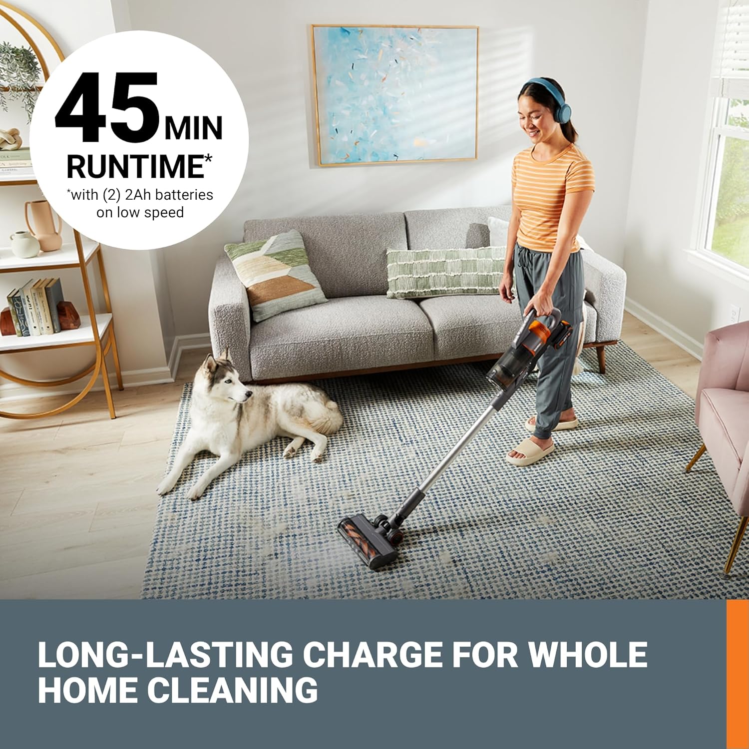 WORX 20V Cordless Stick Vacuum, Powerful Cordless Vacuum Cleaner 25Kpa High Suction for Pet Hair, Lightweight Handheld Vacuum Cleans Floors Carpet Car – 2 Batteries & Wall-Mount Charger Included