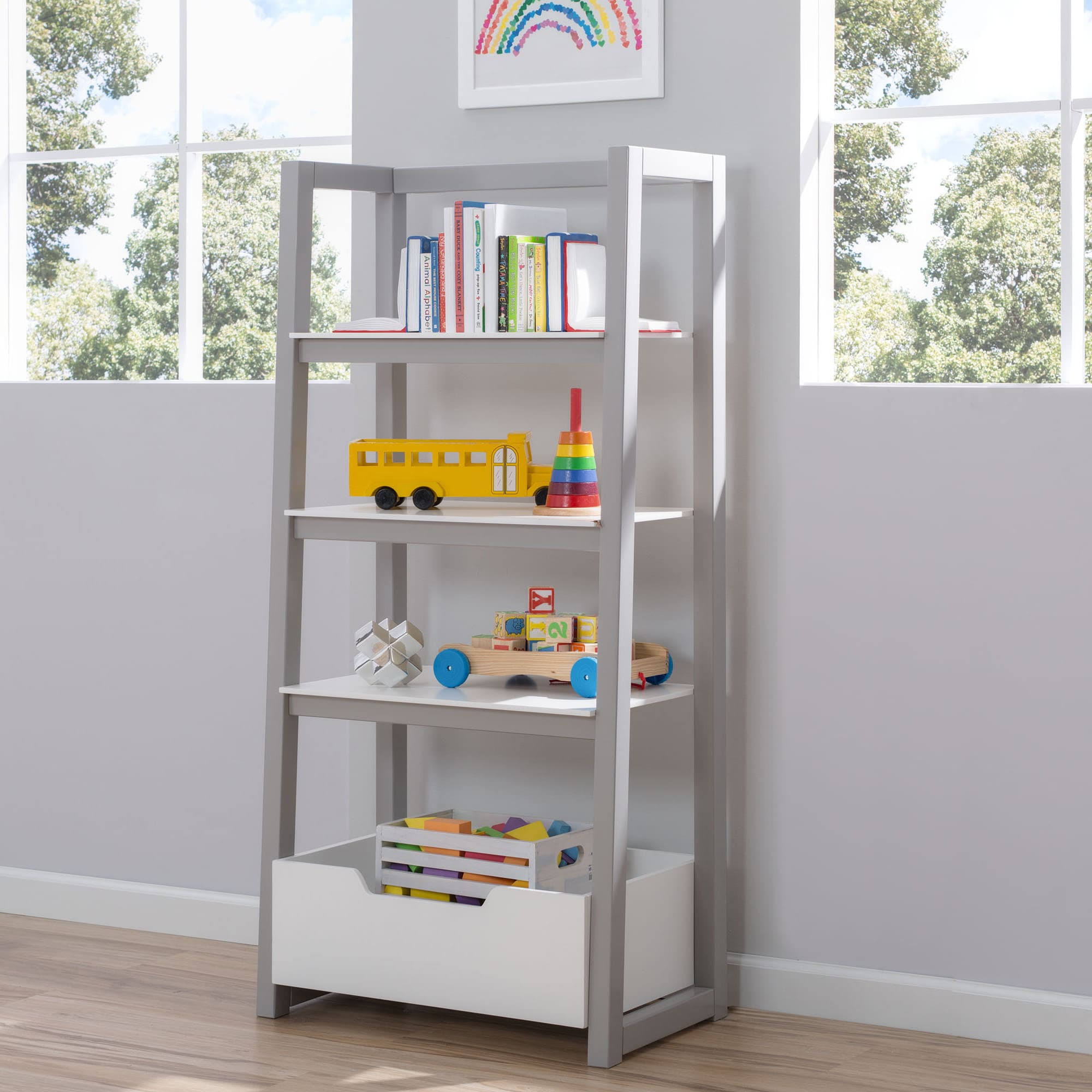 Delta Children Ladder Shelf White Grey