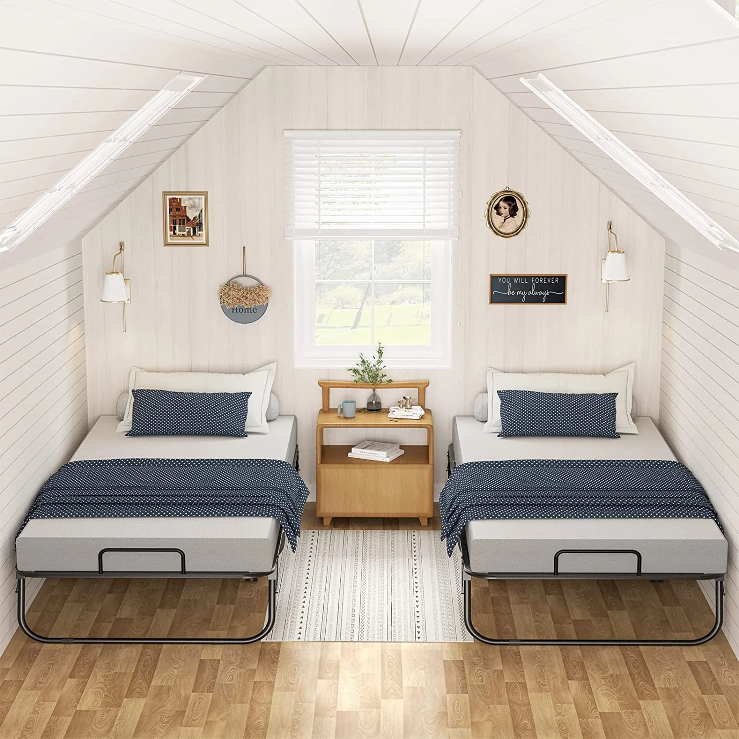Folding Bed with Mattress  Portable Foldable Bed with  Cover  Rollaway Bed for Adults with Memory Foam Mattress and Metal Frame  Cot Size Extra Guest Bed on Wheels (75\u201D x 31\u201D) - Curated Treasures Market