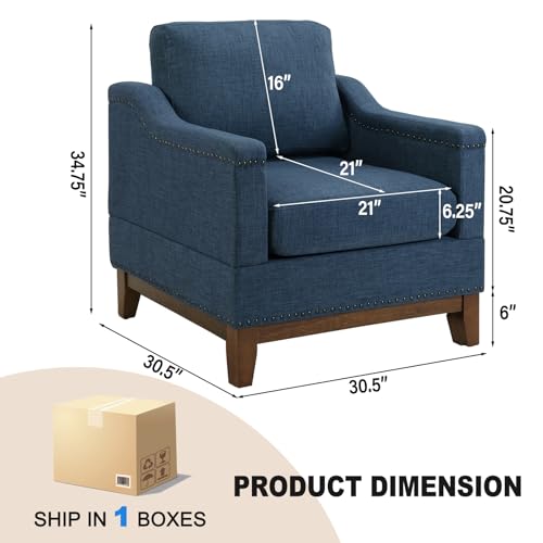 Classic 3-Seater Upholstered Sofa with Nailhead Trim, High-Density Foam Cushions & Sturdy Solid Wood Legs, Soft Fabric Couch for Living Room, Beige