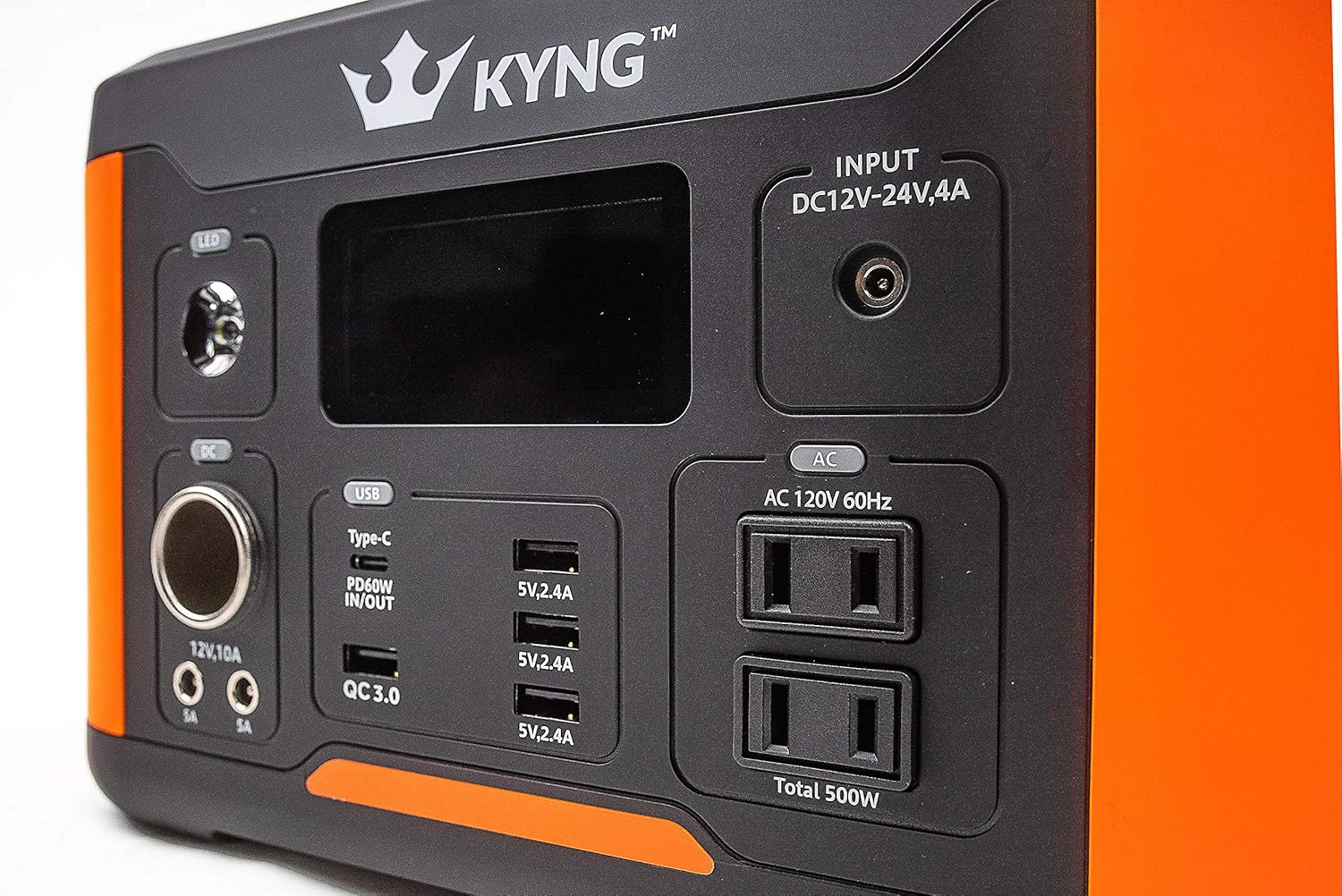 KYNG 515Wh Portable Power Station Solar Generator Pure Sine Wave Lithium Battery, Solar Panel Charge Connection, Emergency Power Supply, LED Screen, CPAP, Camping, RV Generator