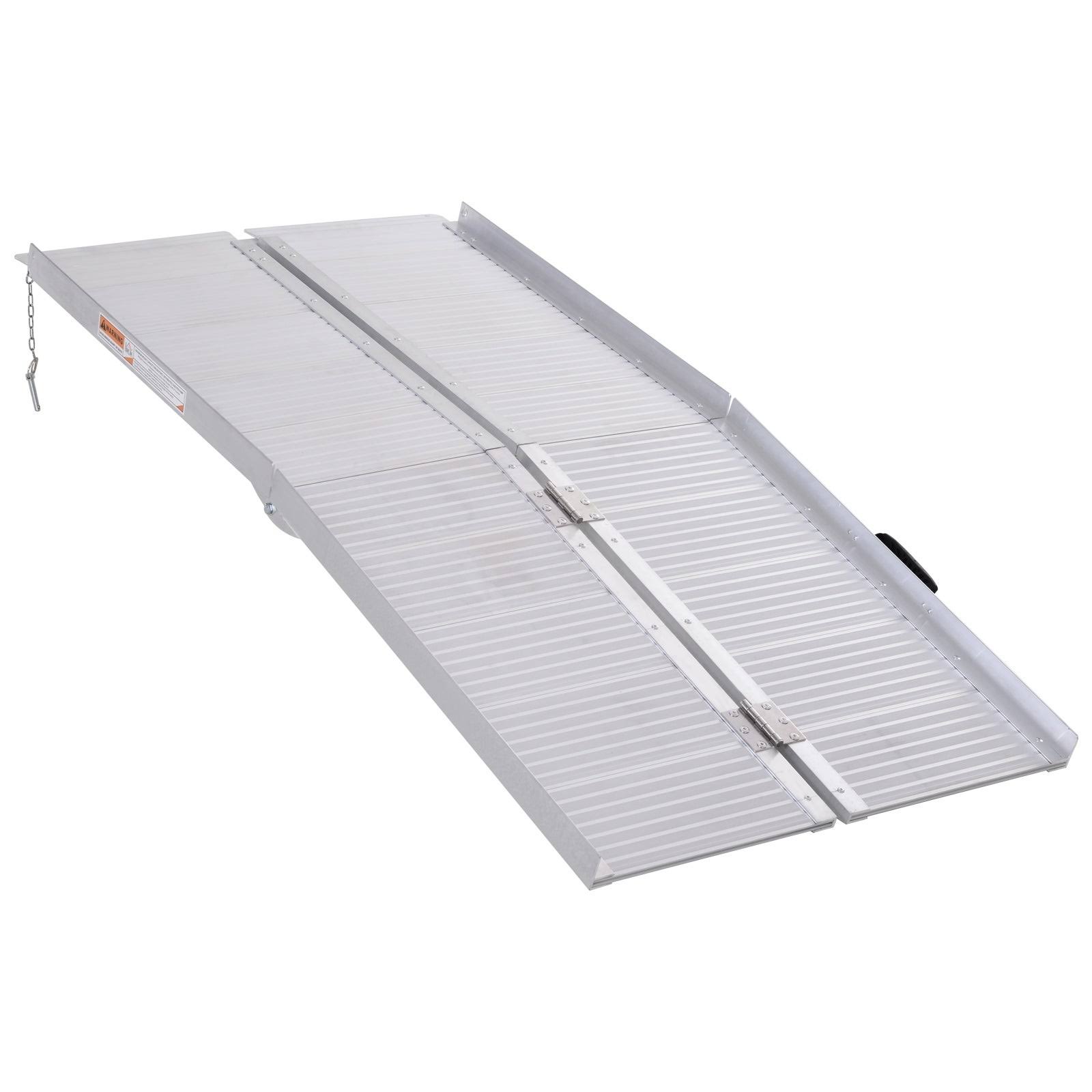 HOMCOM Aluminum Foldable Lightweight Ramp with Side Walls and Carry Handle for Wheelchair Mobility Assistance - 5&