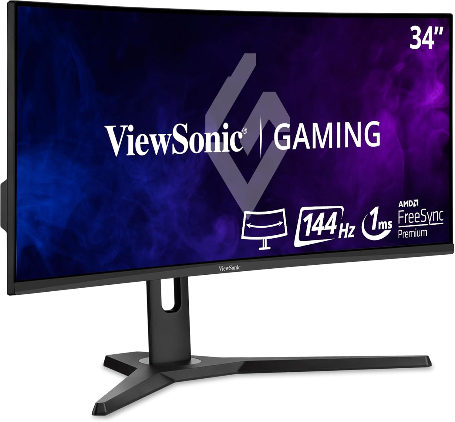 ViewSonic OMNI VX3418-2KPC 34 Inch Ultrawide Curved 1440p 1ms 144Hz Gaming Monitor with Adaptive Sync, Eye Care, HDMI and Display Port, Black