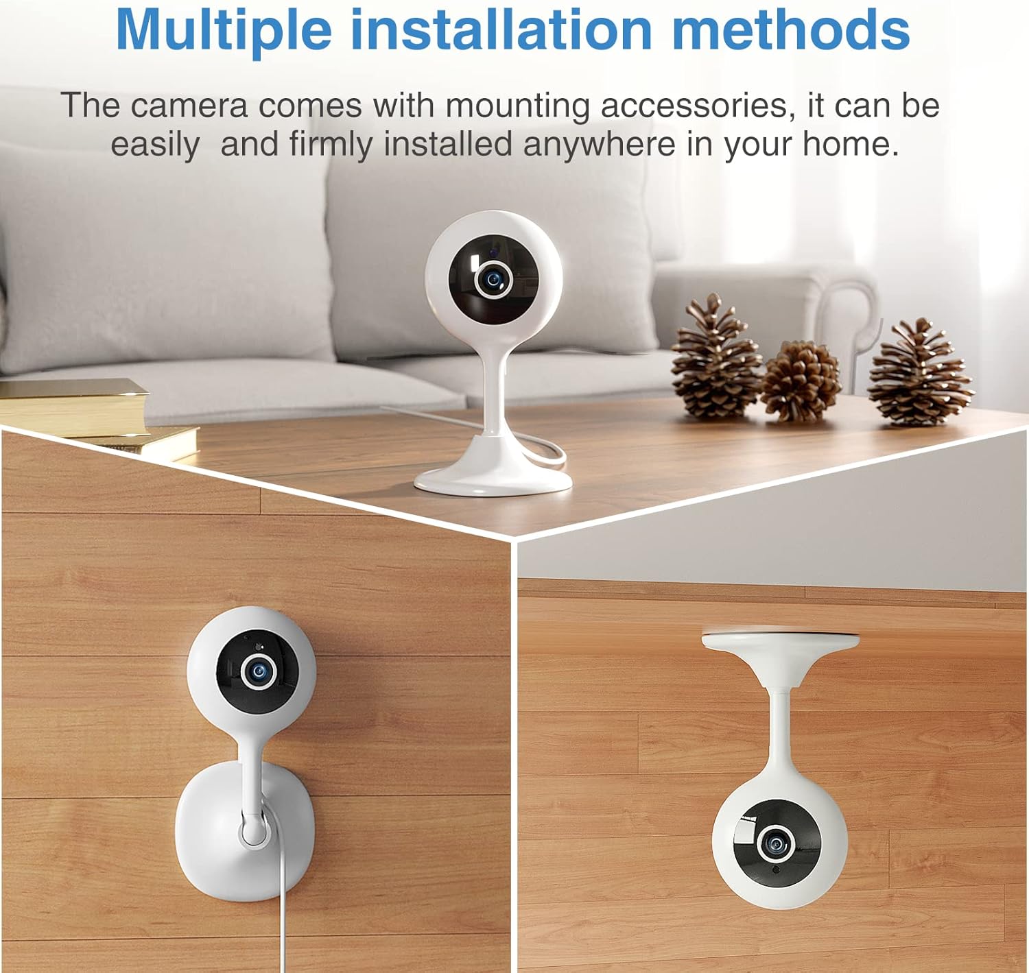 WiFi Camera Indoor, 1080P HD Smart Security Camera with &Night Vision, Motion Detection, Two-Way Audio, Nanny for Baby/Elder/Pet, Home Safety Monitor Controlled by App, Compatible with Alexa, 4-Pack Pack of 2