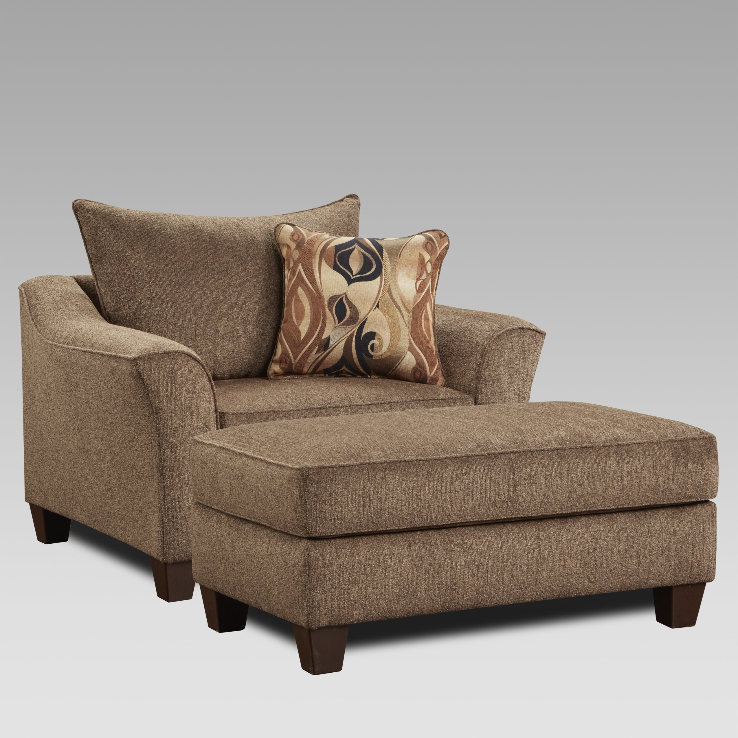 Roundhill Furniture Camero Pillowback 4-Piece Sofa Set, Fabric, Chocolate Color