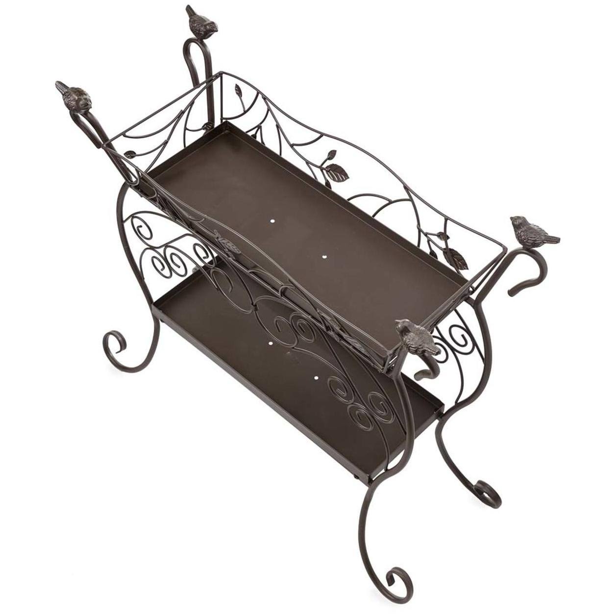 Plow u0026 Hearth Two-Shelf Cast Iron Plant Stand with Birds