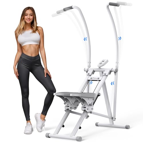 MERACH Stair Stepper for Home Gym Exercise, New Version Vertical Climber Machine for Full-Body Workout, Compact Folding Cardio Exercise Climber with Extended Step Range, Adjustable Handlebar & Pedals
