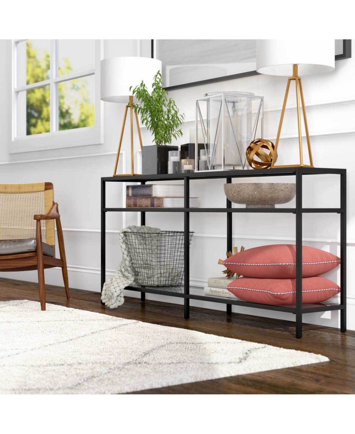 Sivil Console Table (64x22 Blackened Bronze)