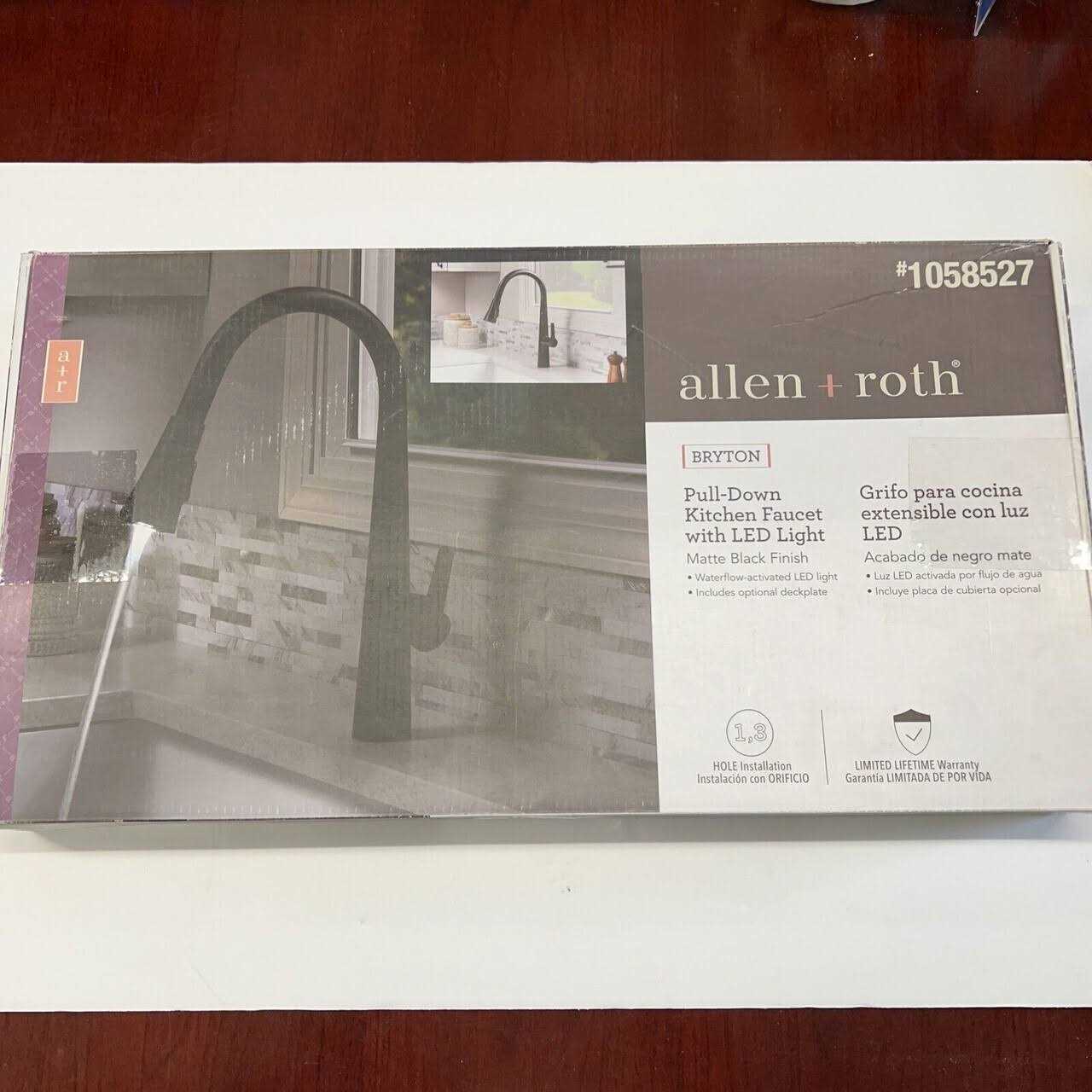 Allen + Roth Bryton Matte Black 1-Handle Deck-Mount Pull-Down Handle Kitchen Faucet 21-K131HMB-AR - Shop Hardware Tools Online Store