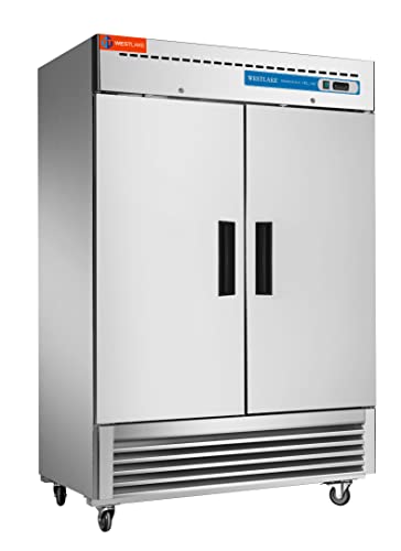 WESTLAKE Commercial Refrigerator 2 door 2 Section Stainless Steel Reach in Solid Door Upright Fan Cooling Cooler