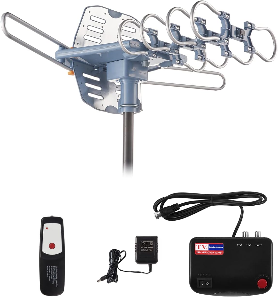 Yeceny Outdoor TV Antenna,Digital Amplified HDTV Antenna & 60 ft RG6 Coax Cable,150 Miles Long Range Wireless Remote 360 Degree Rotation Support 4K 1080P 2 TVs