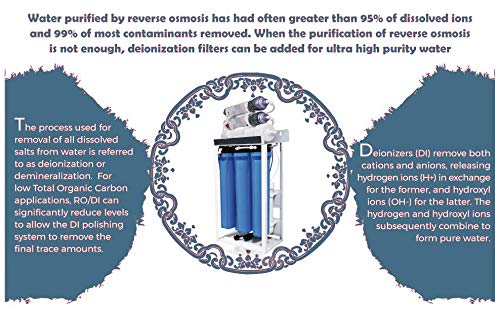 Commercial Grade Reverse Osmosis + Deionization (RO/DI) Water Filtration System - 300-800 GPD - 0 TDS Booster Pumps