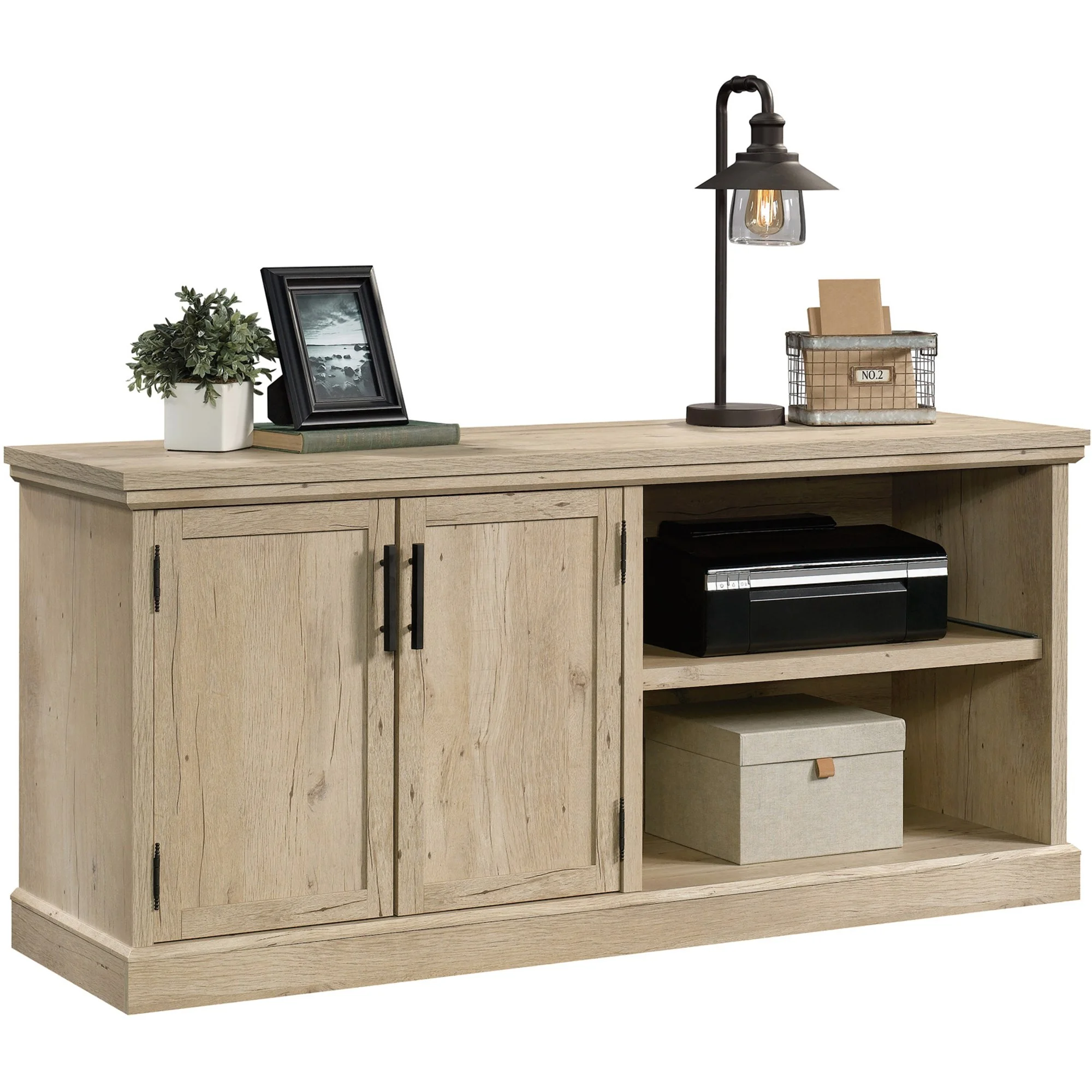 Sauder Aspen Post Engineered Wood Large Office Printer Credenza in Prime Oak