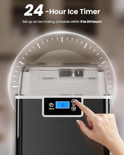 Kismile Nugget Ice Makers Countertop, 45lbs/Day Pebble Ice Maker Machine with 24-Hour Timer, Self-Cleaning Crushed ice Maker