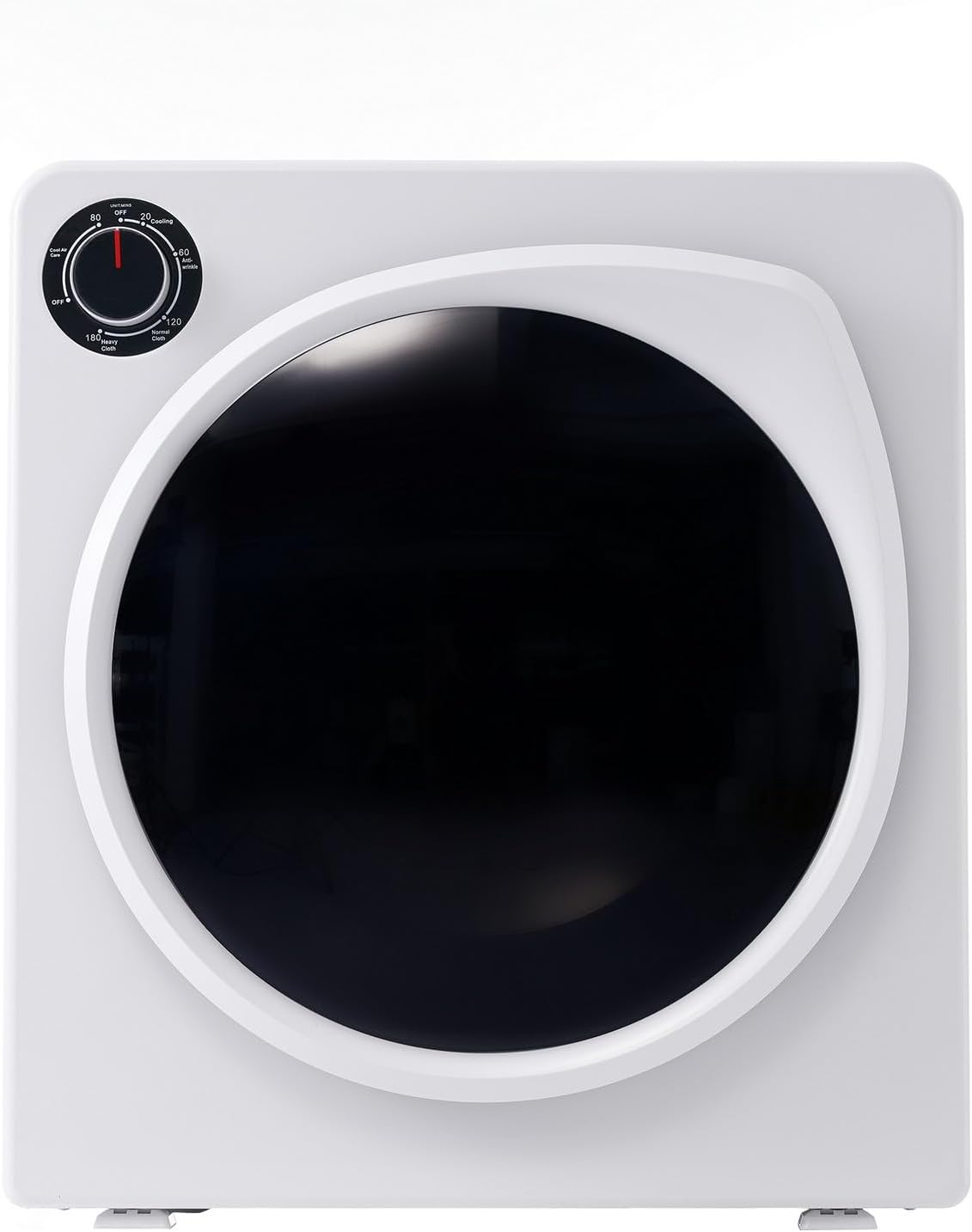 Compact Laundry Dryer, Electric Portable Clothes Dryer - 13.2 lbs Capacity, Stainless Steel Drum, Double Temperature Control Switch, 5 Drying Modes for Apartments, Home, Dorm - 1350W, White