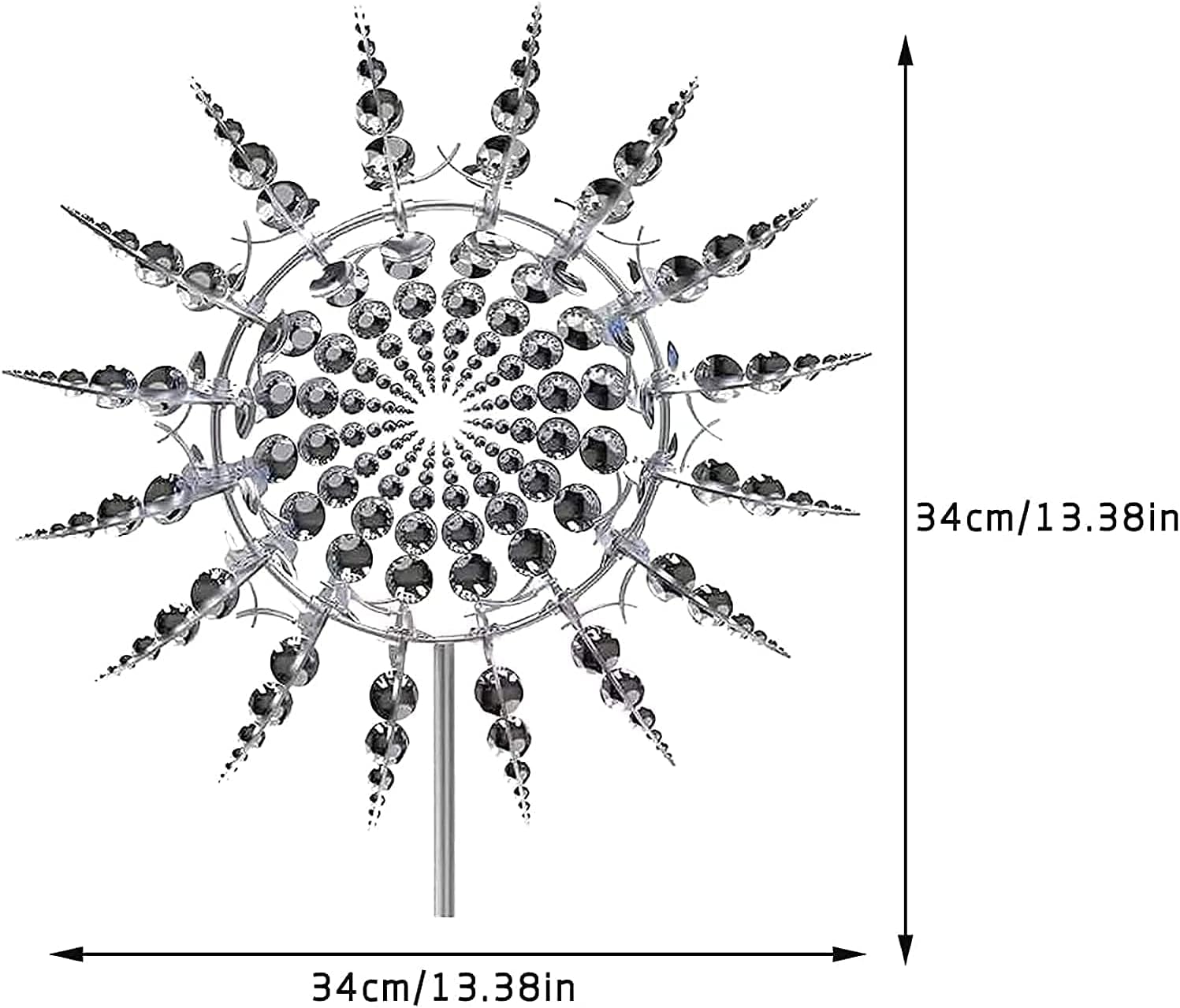 Unique and Magical Metal Windmill - 3D Wind Kinetic Sculpture - Wind Catchers Metal Outdoor Patio Decoration - Metal Wind Spinners Suitable for Outdoor Garden (Round-Silver)