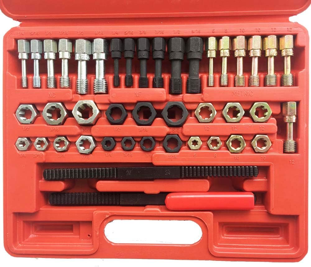 Ctooltool Universal 42Pcs Thread Chaser Set, Rethread Repair Tool, Fractional and Metric Thread Restorer Kit Pack of 2