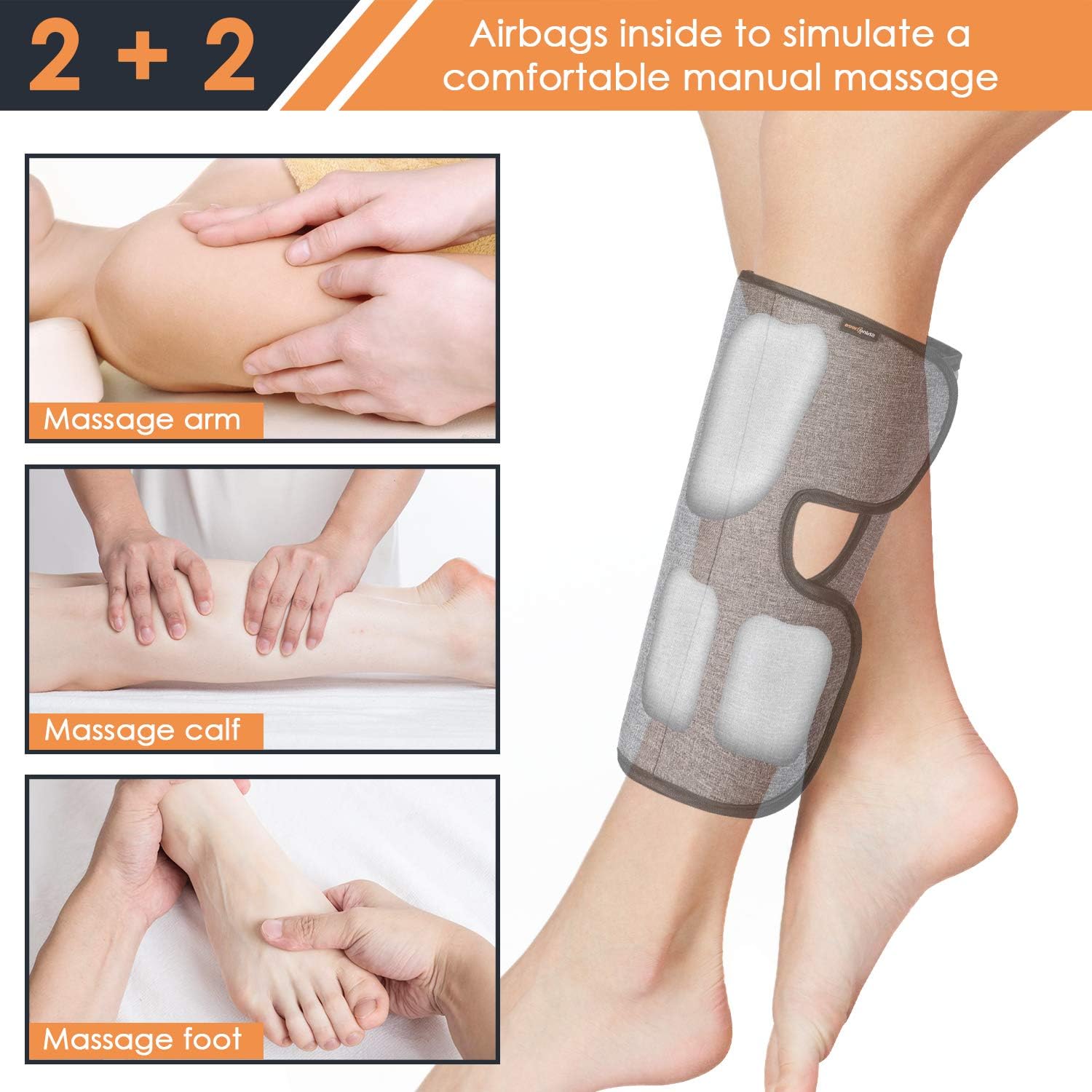 SHINE WELL Leg Massager for Circulation, Leg Compression Massager for Calf Foot and Arms, Calf Massager with 3 Modes 3 Intensities 2 Timing, Helpful for Restless Legs Syndrome Relief, Pain Relief