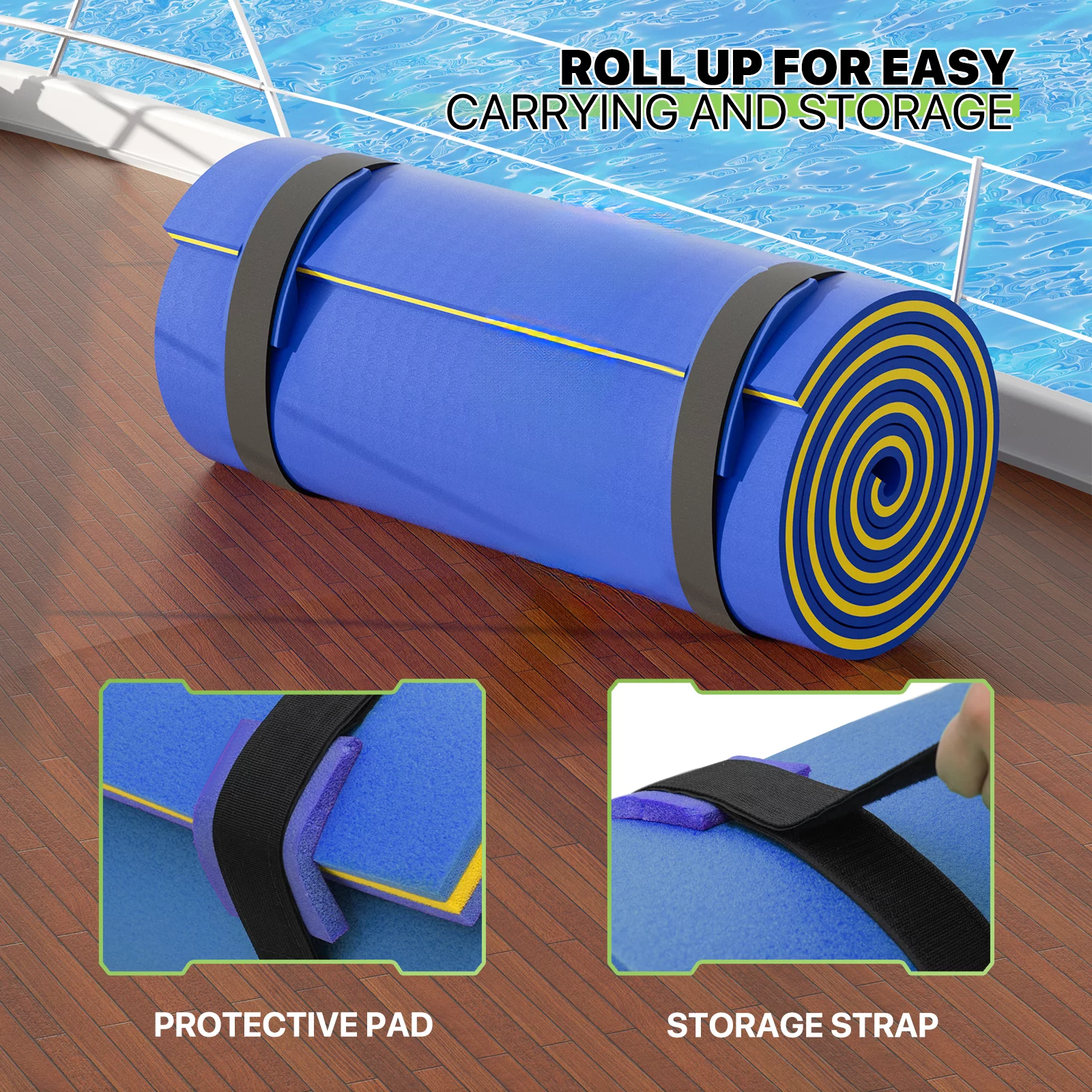 Magshion Water Floating Mat Foam Pad, 18x6FT Bouncy Tear-Resistant XPE Foam, Giant Lake Mat Lily Pad for Recreation Pool River Ocean Outdoor Water Activities, Blue - Curated Treasures Market