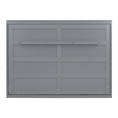 Harper & Bright Designs Queen Size Murphy Bed Wall Bed with Storage Shelves, Wardrobe and LED Lights, Space-Saving for Multipurpose Guest Room or Home Office, Gray