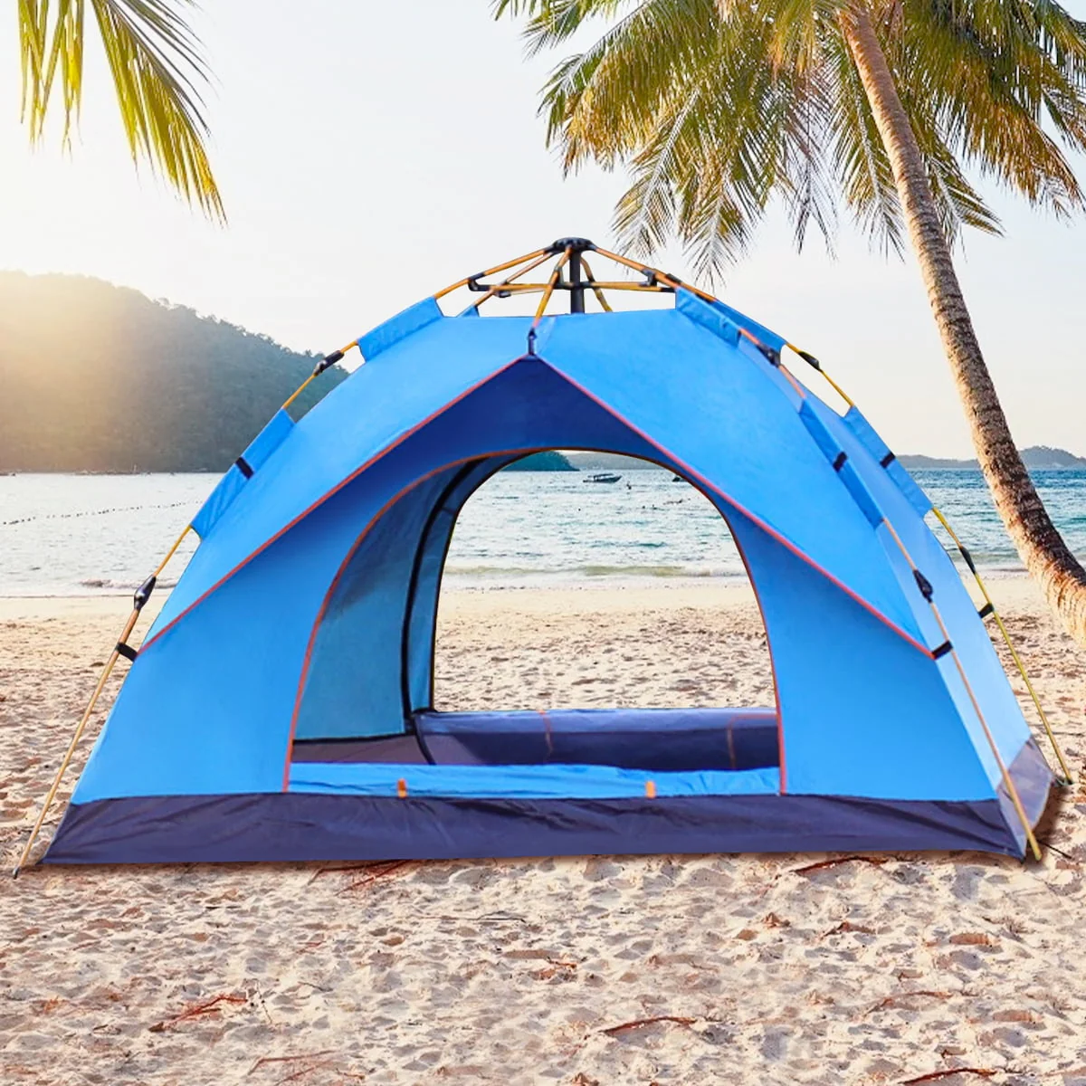 Pop Up Tent Family Camping Tent 3-4 People Person Tent Portable Instant Tent Automatic Tent Waterproof Windproof for Camping Hiking Mountaineering