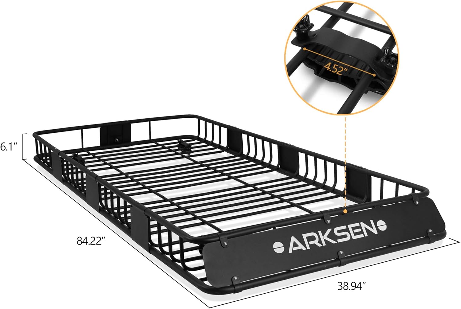 ARKSEN 84 Inch Universal Roof Rack Cargo Basket with Extension Soft-Shell Rooftop Cargo Carrier with Waterproof Car Roof Bag for SUV, Trucks, & Cars - Black