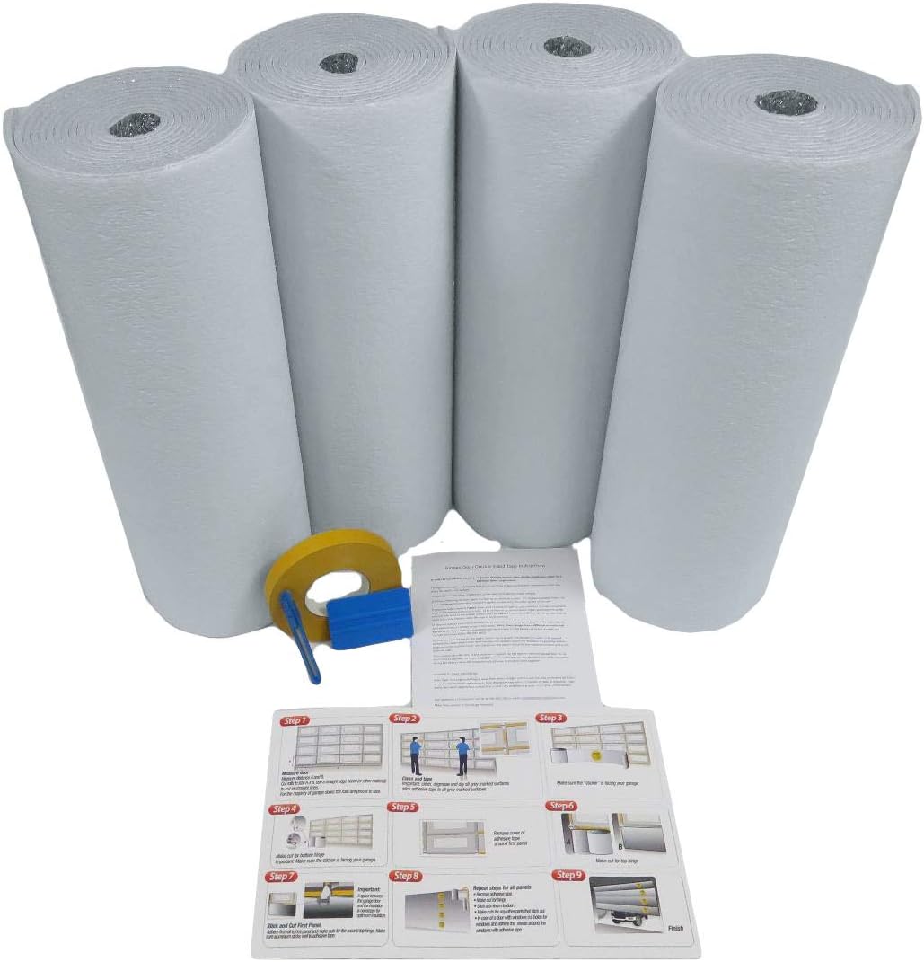 NASA TECH White Reflective Foam Core 2 Car Garage Door Insulation Kit 18FT (WIDE) x 8FT (HIGH) R Value 8.0 Made in USA New and Improved Heavy Duty Double Sided Tape (ALSO FITS 18X7)
