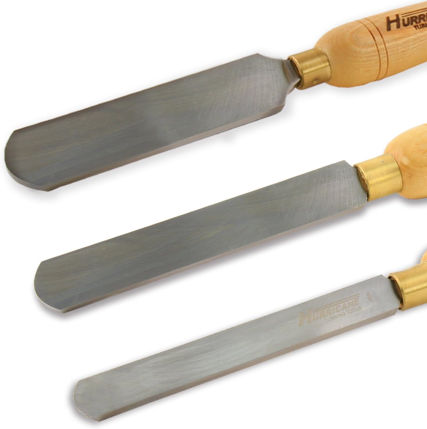 Hurricane Turning Tools, HSS, 3 Piece Round Nose Scraper Set (3/4", 1" and 1 1/2"), Standard Series Woodturning Tools