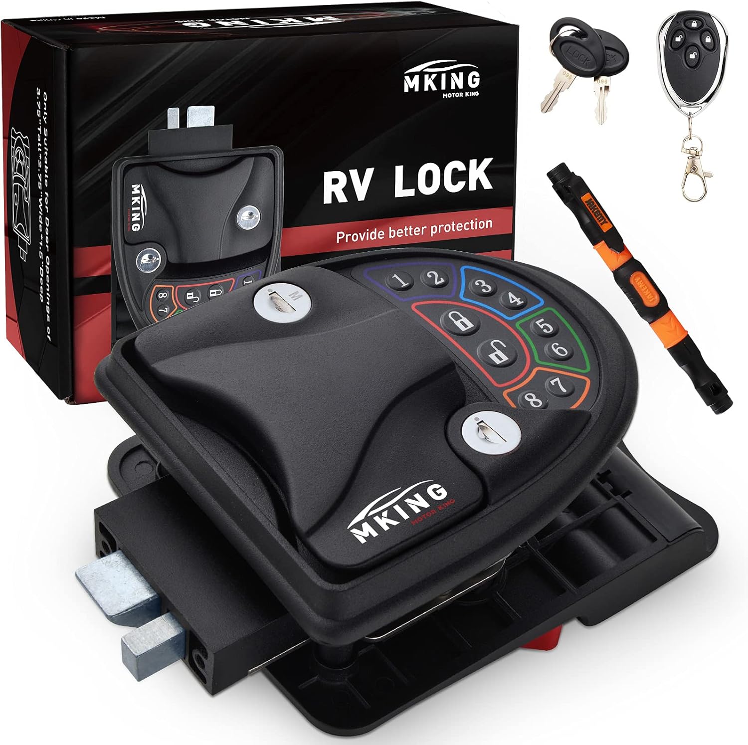 MKING RV Lock Keyless Entry ,Keyless RV Door Handle for Travel Trailer Camper ,Keyless Entry RV Lock for Trave Trailers ,Keyless Entry Camper Lock with Deadbolt |Will Only Fit 2.75 x 3.75 Lock Hole