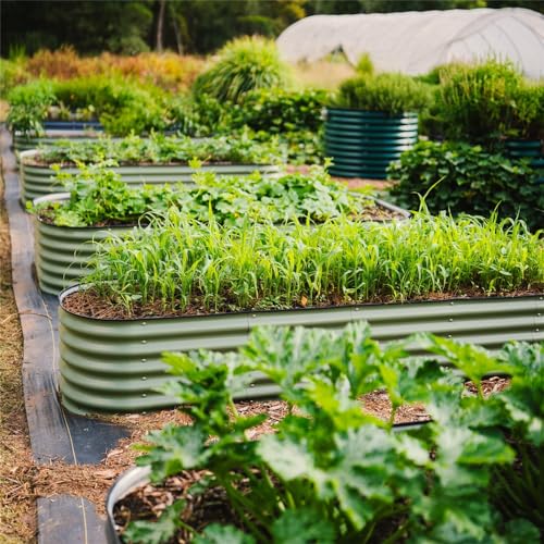 Vego garden Raised Garden Bed Kits, 17" Tall 9 in 1 8ft X 2ft Metal Raised Planter Bed for Vegetables Flowers Ground Planter Box-Modern Gray