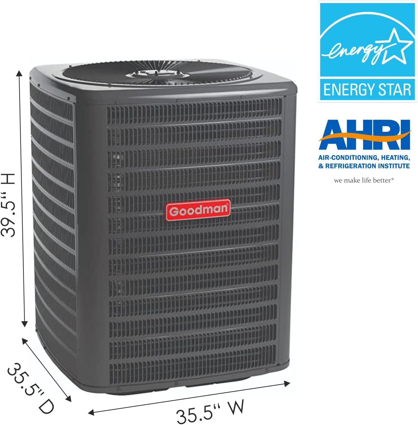Goodman 3 Ton 15.2 SEER2 Single Stage Air Conditioner GSXH503610, 100000 BTU 80% AFUE 9 Speed ECM BTU Natural Gas Furnace Horizontal Upflow System GM9S801005CN With CAPTA3626C4 Case A HVAC Split System