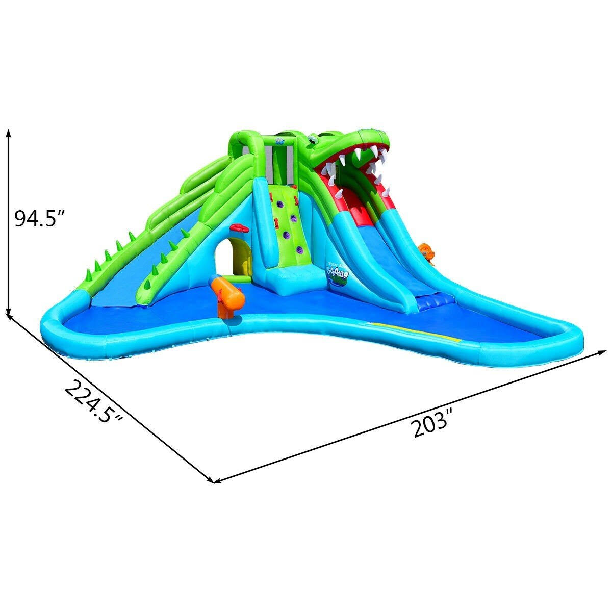 Costway Crocodile Inflatable Water Slide Climbing Wall Bounce House