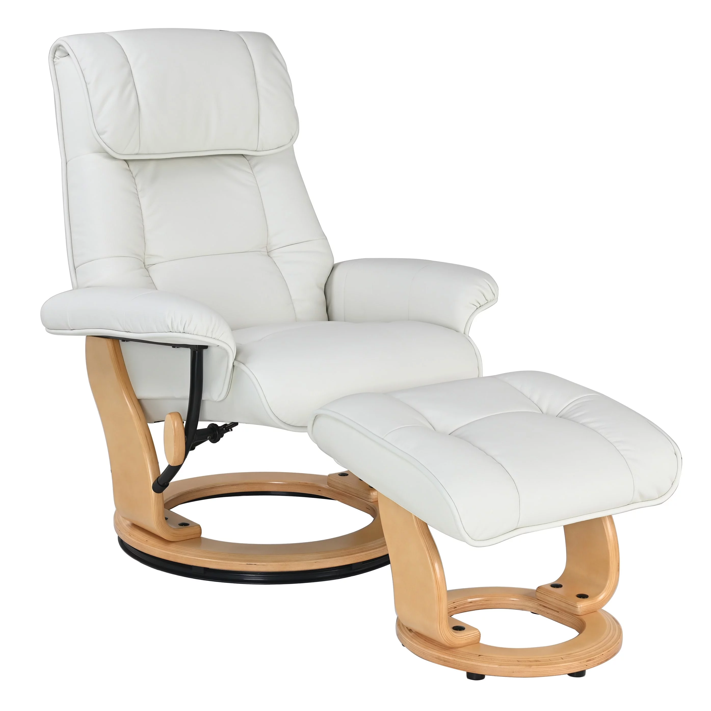 Copper Grove  Caret Top Grain Leather Recliner and Ottoman White